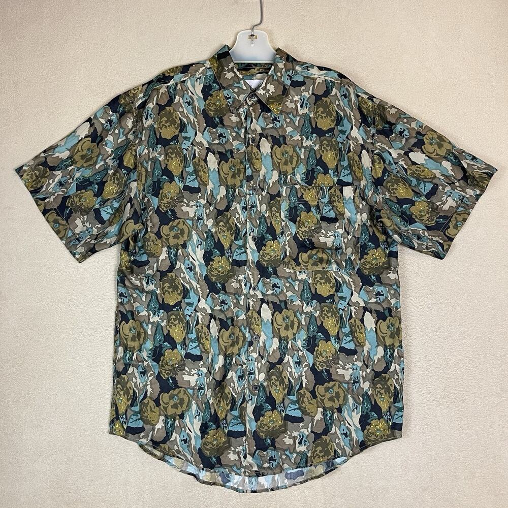 Goouch Shirt Mens S‎ Multicolor Hawaiian Silk Short Sleeve Button Up Lightweight